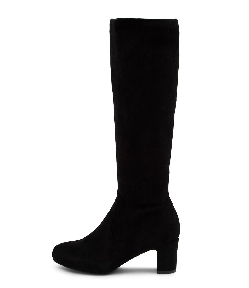 Kanter Black Microsuede Knee High Boots