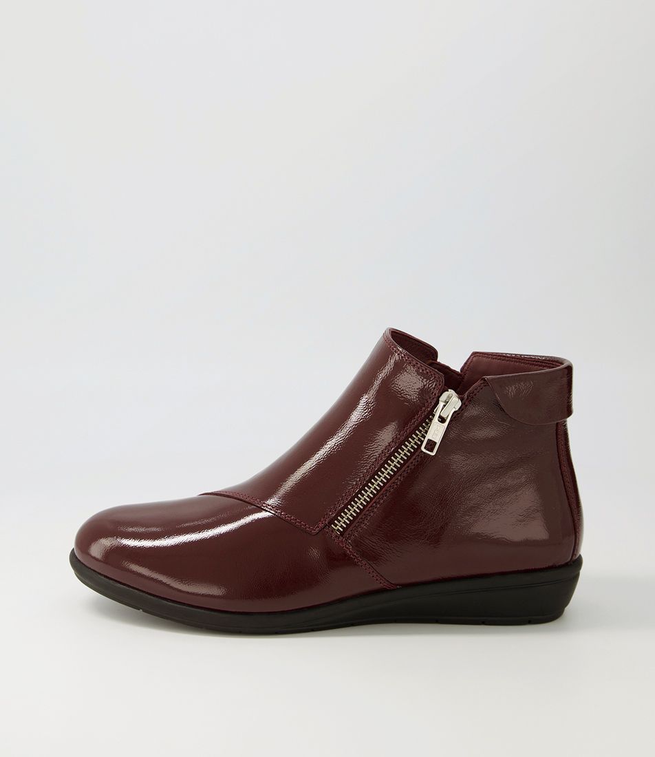 Feyre2 Wine Crinkle Patent Ankle Boots