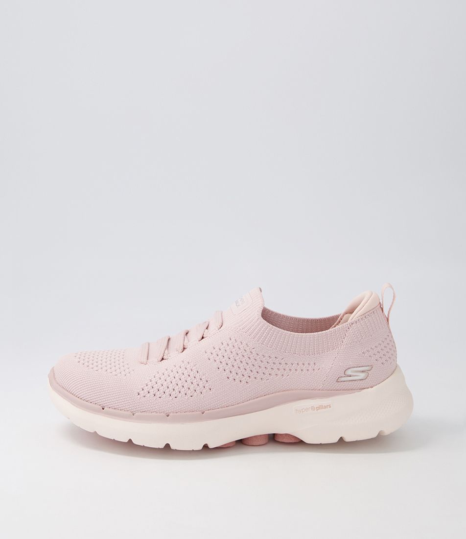 Go Walk 6 Light Pink Textile Sneakers