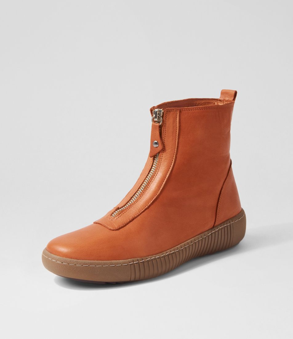 Reppie Tan Leather Ankle Boots