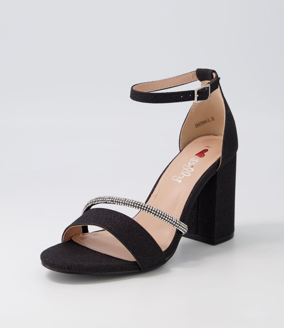 Shernai Black Glitter Sandals