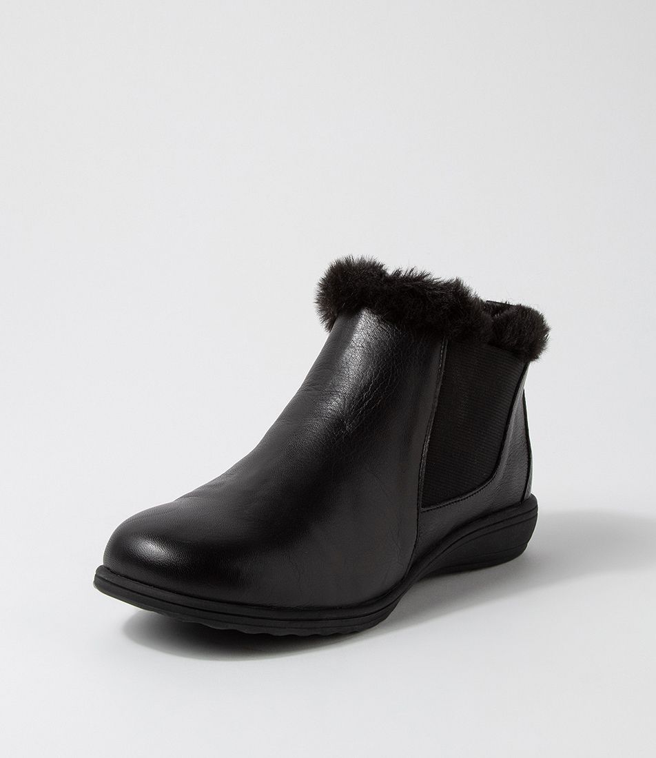 Korrinas Black Leather Ankle Boots