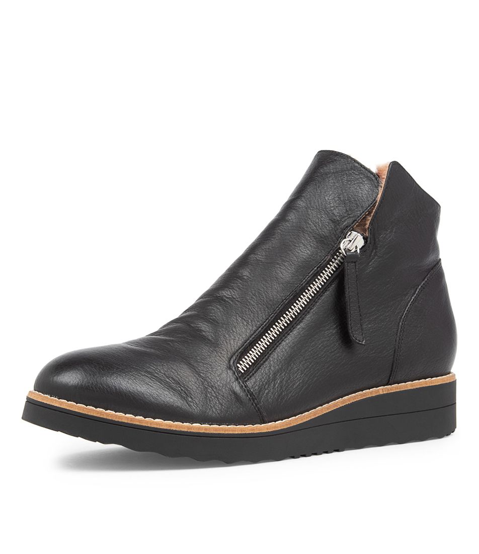 OPAL LRG Black Leopard Leather Ankle Boots