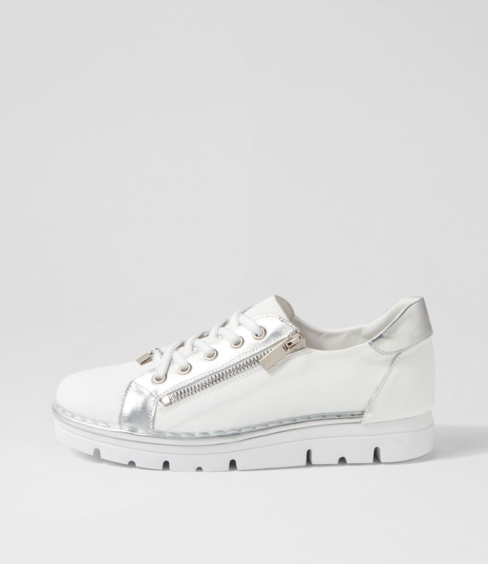 Elos White Silver Leather Sneakers