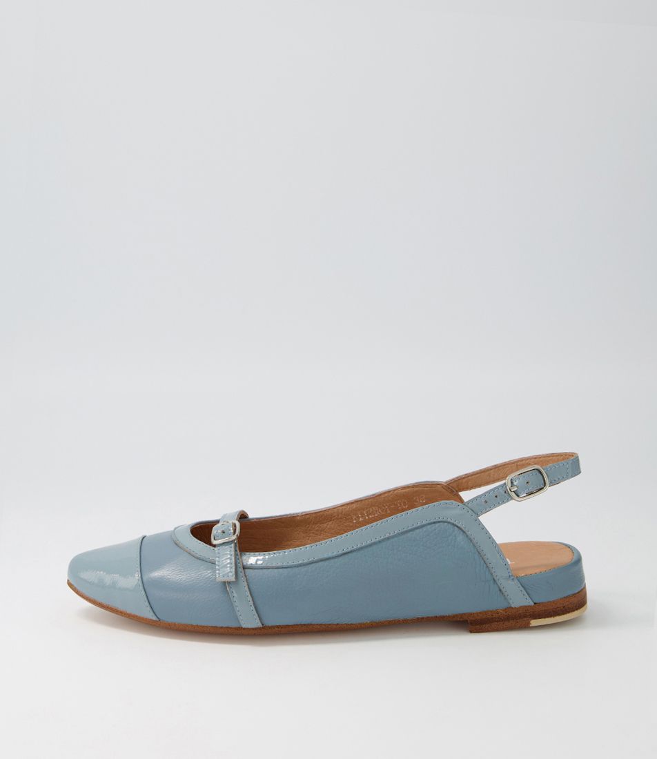 Fitzroy Denim Patent Leather Flat Shoes