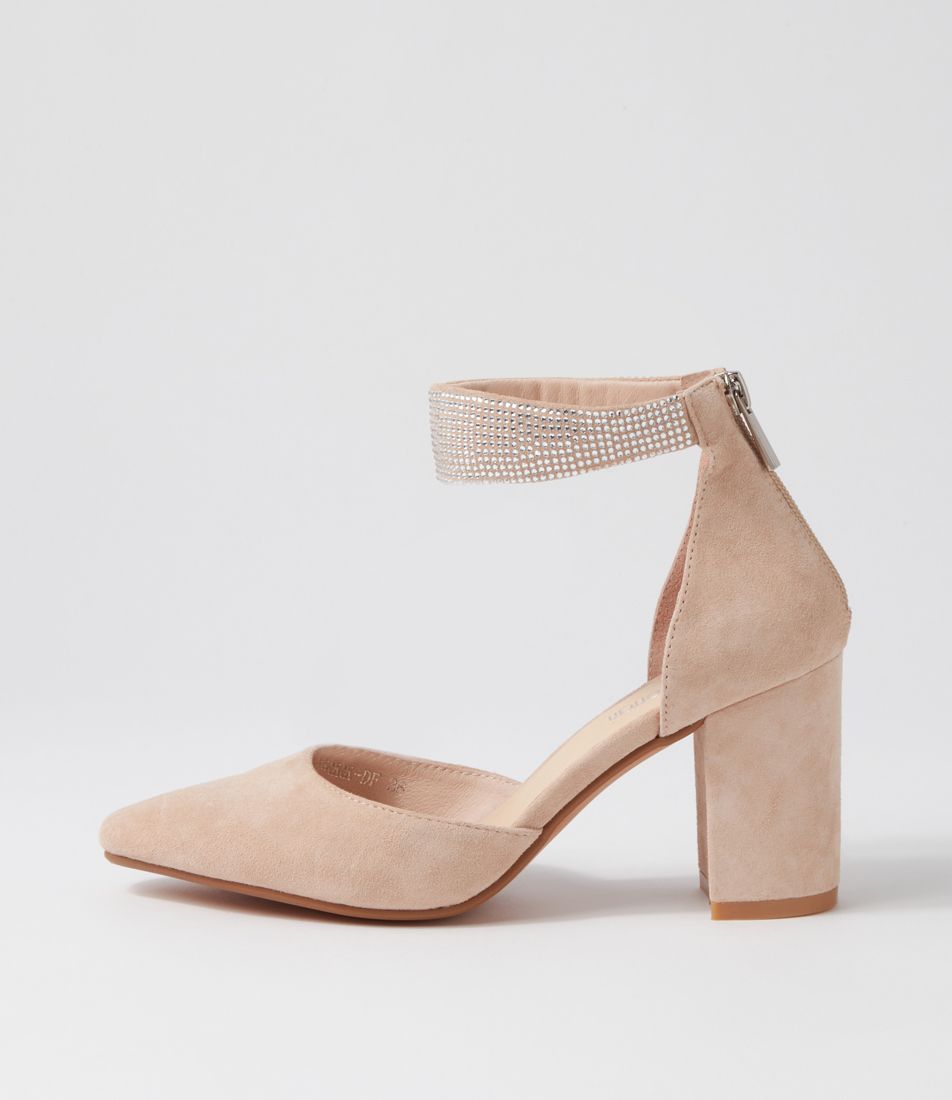 Spark Nude Suede Jewels Heels