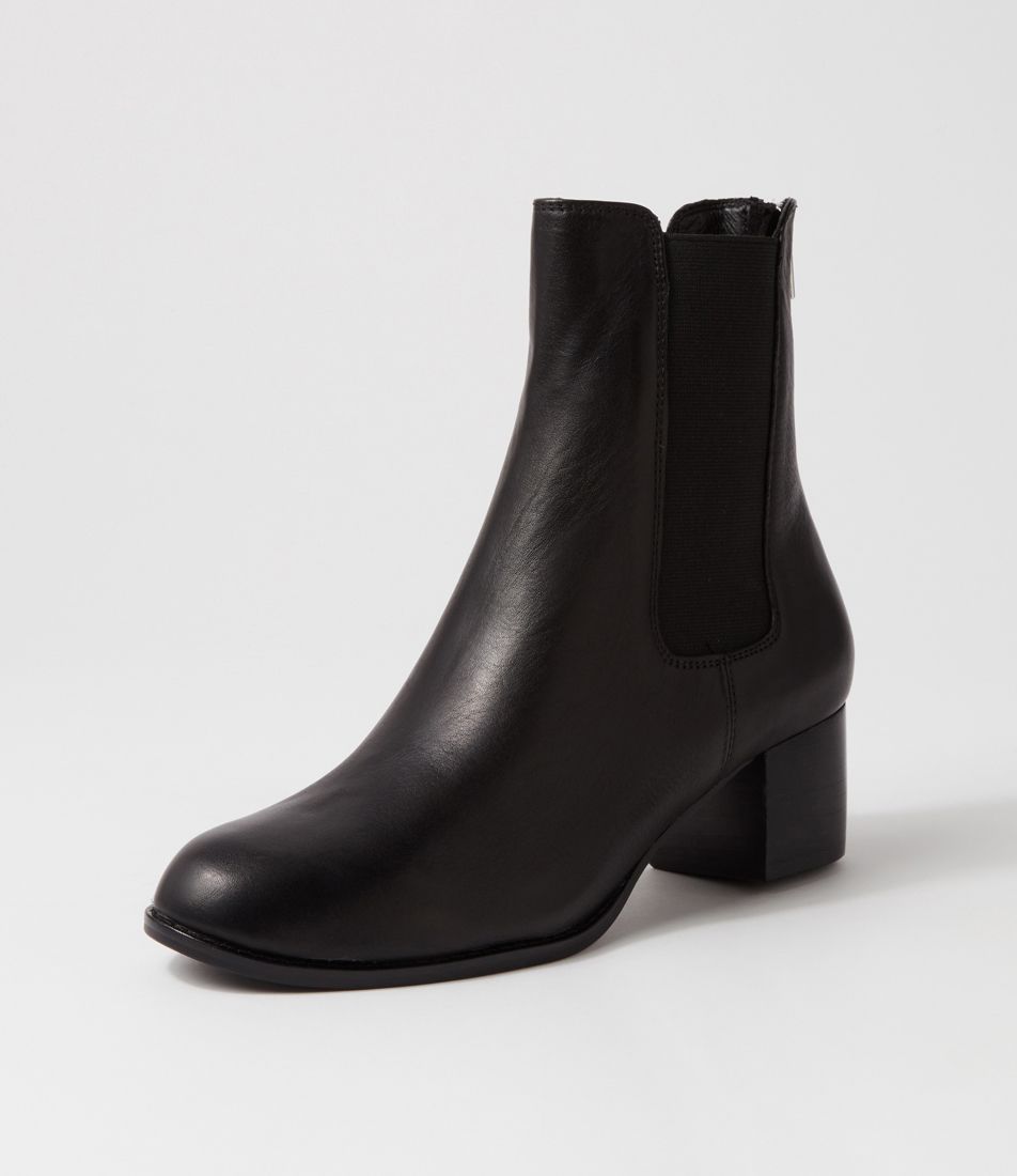Blues Black Leather Ankle Boots