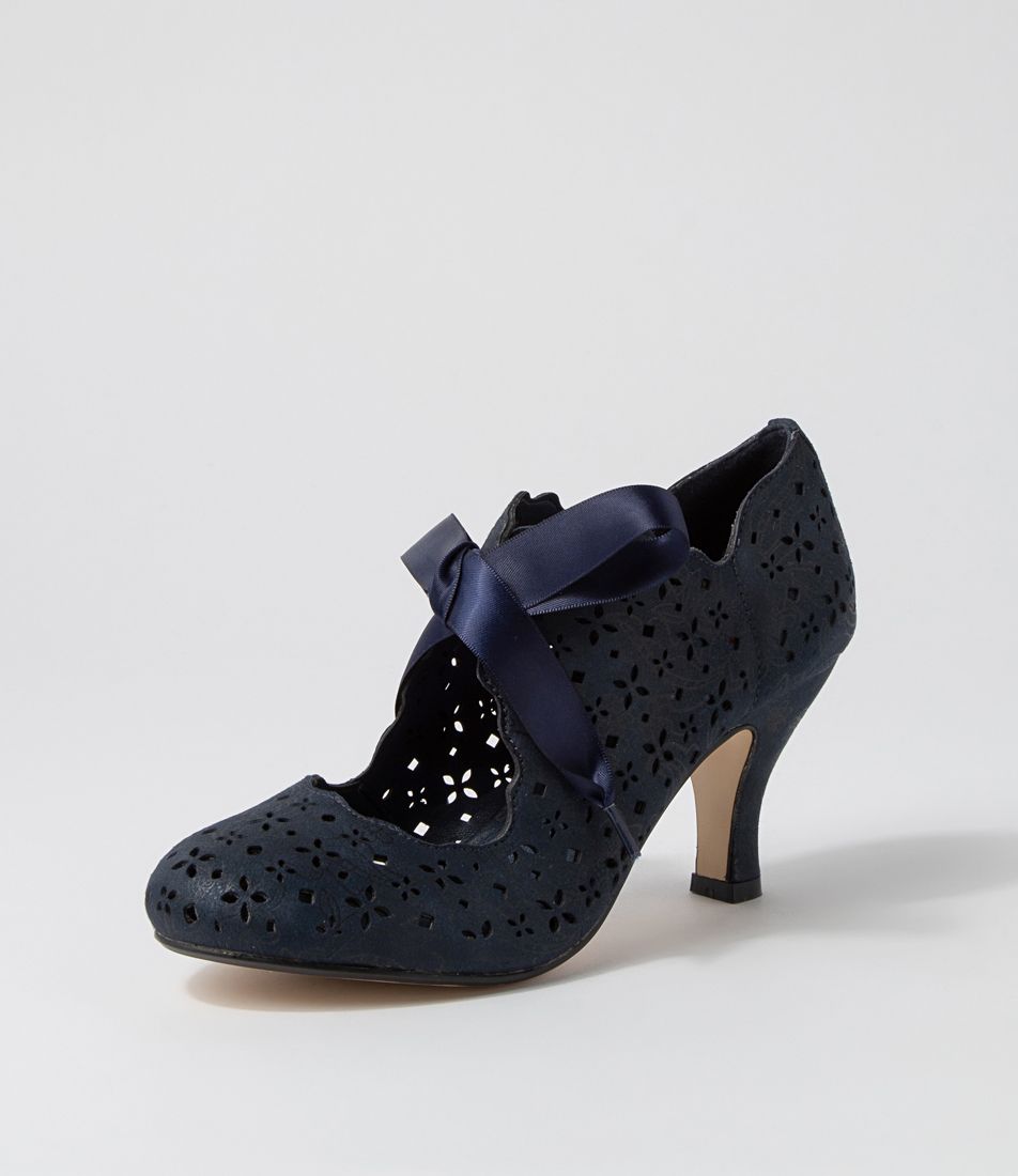 Minna Navy Imprint Heels