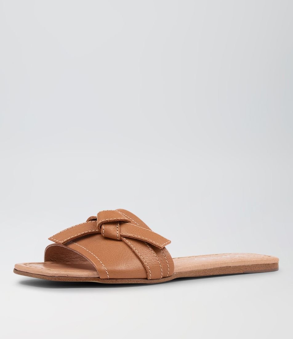 Langela Tan Leather Slides