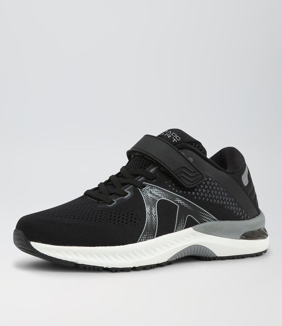 Compete Jnr Adj Black White Mesh Sneakers