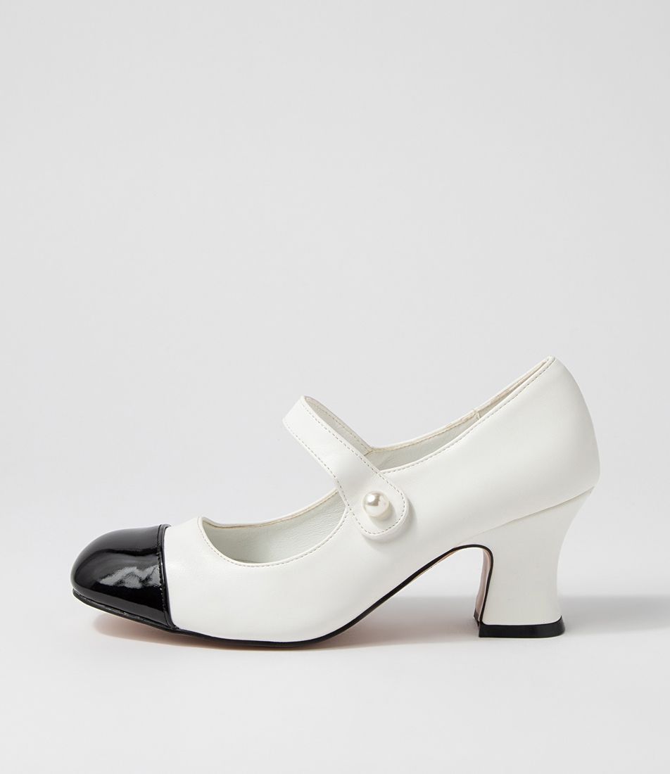 Yolik Black Bone Patent Pu Mary Jane Heels