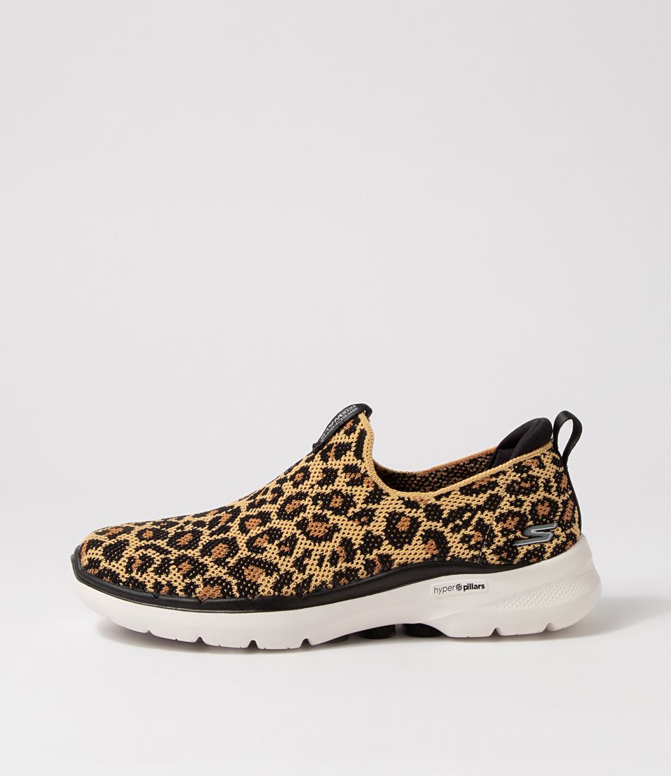 Go Walk 6 Leopard Textile Sneakers