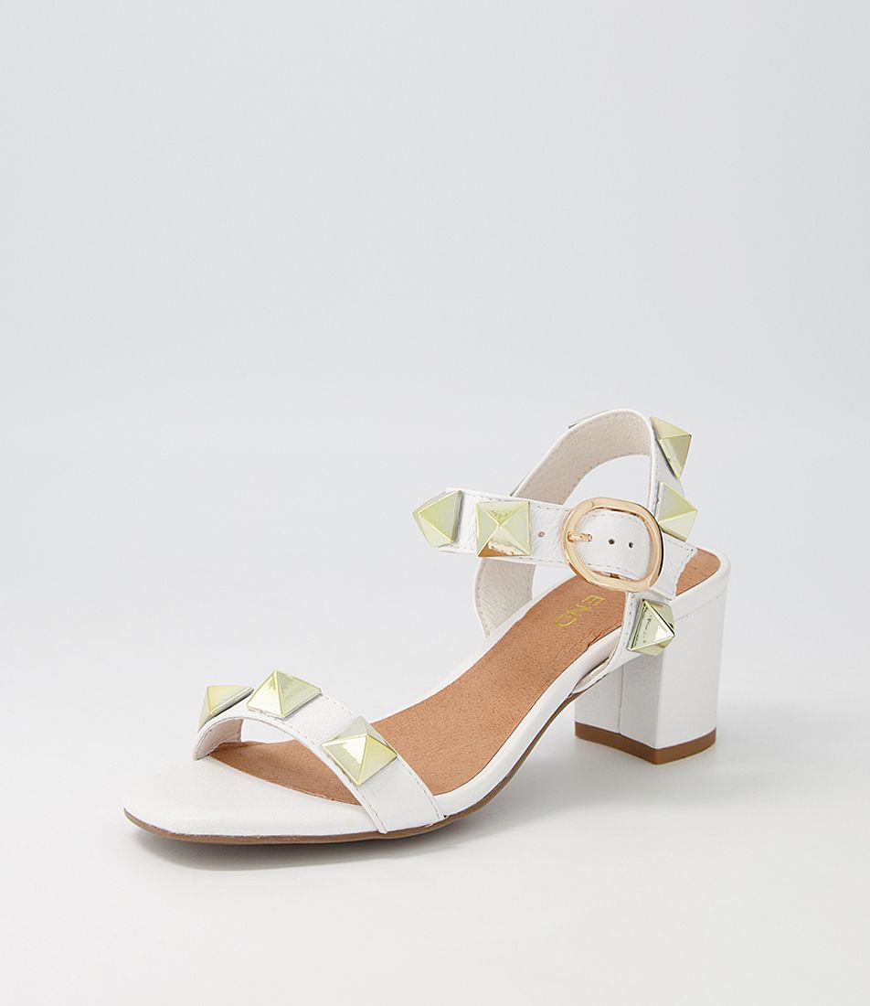 Garty White Leather Sandals