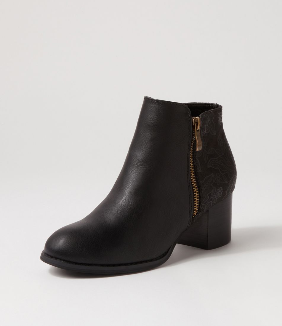 Justean Black Gold Zipper Ankle Boots