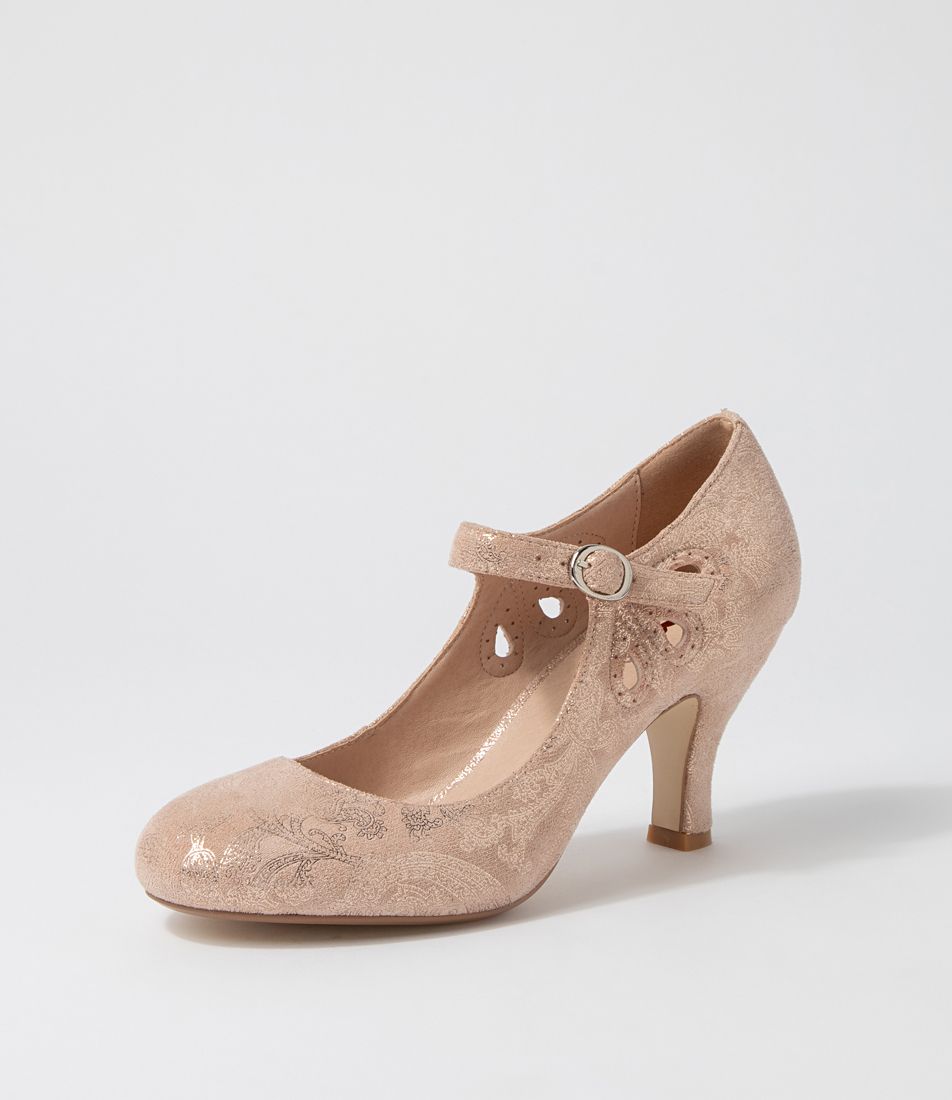 Mendy Latte Paisley Microsuede Heels
