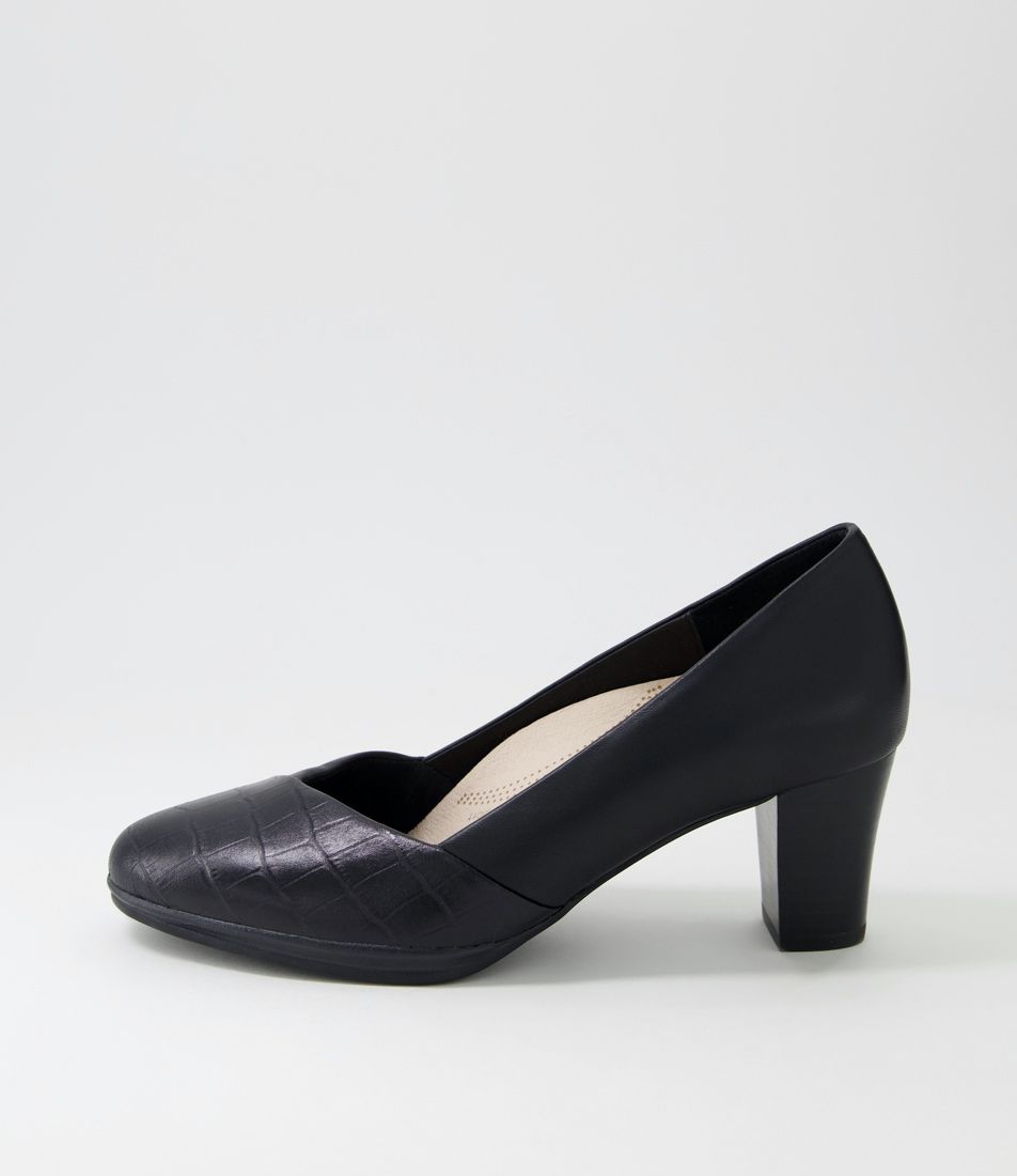 Denzil2 Black Croc Leather Heels