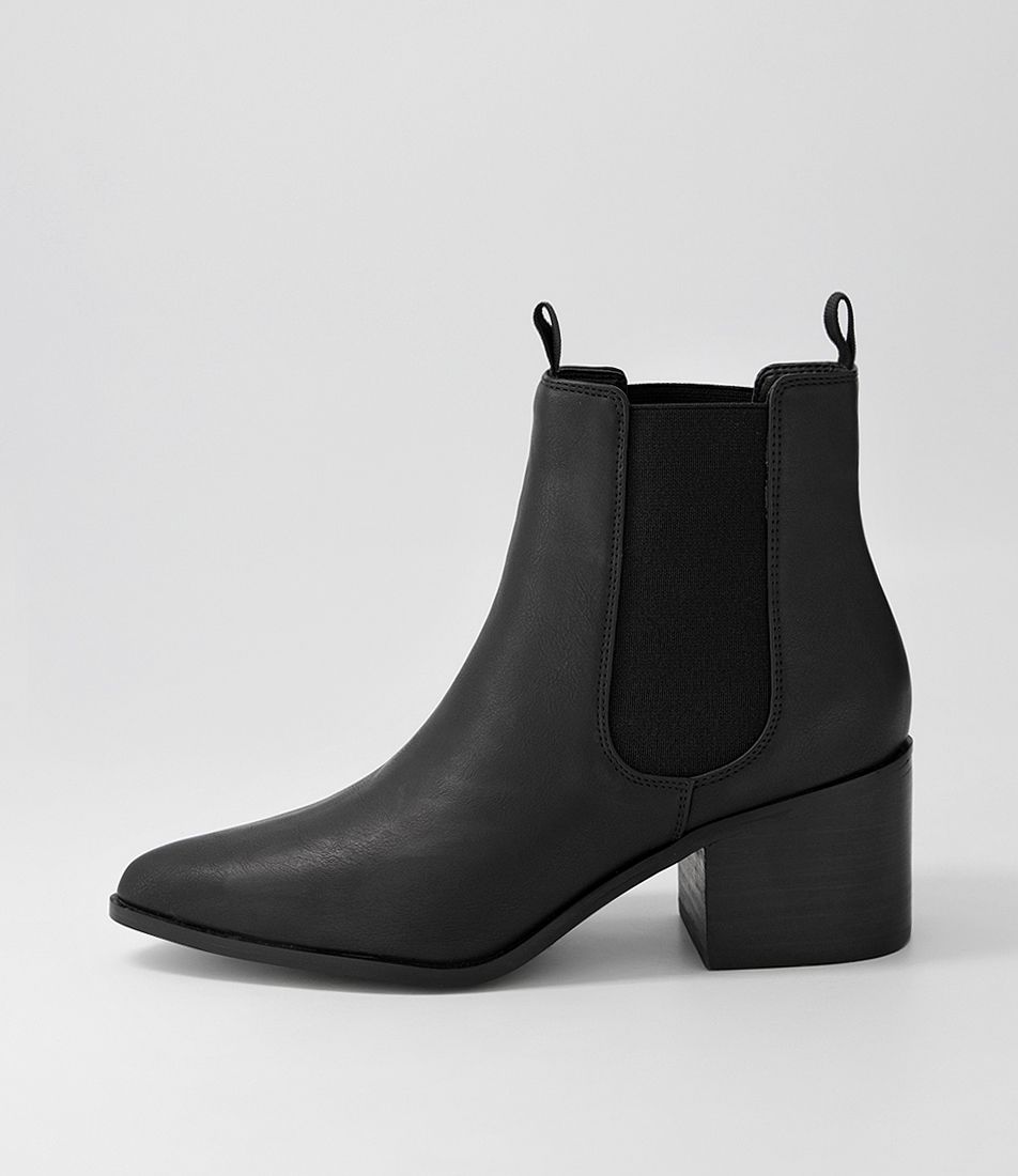 Phelena Black Smooth Ankle Boots
