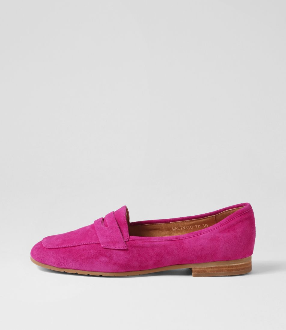 Melinato Fuchsia Suede Loafers