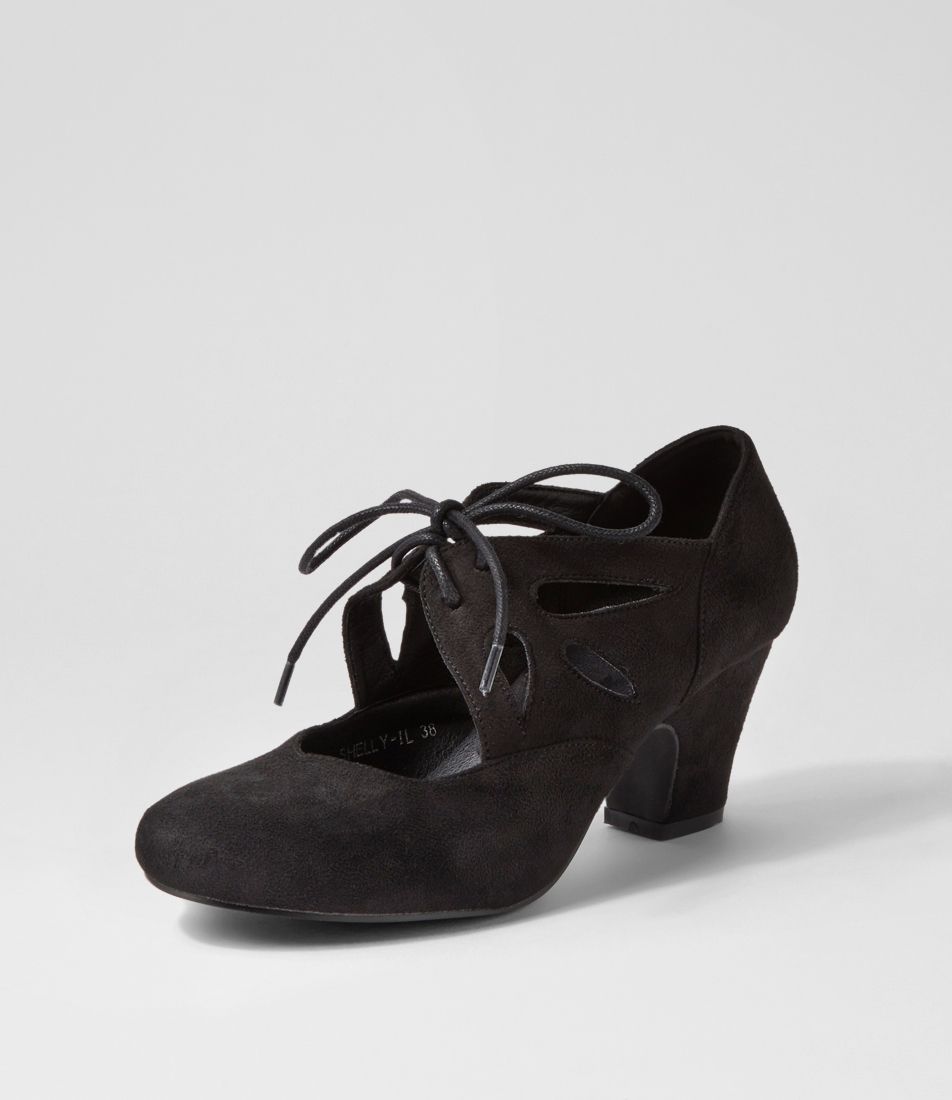 Shelly Black Microsuede Heels