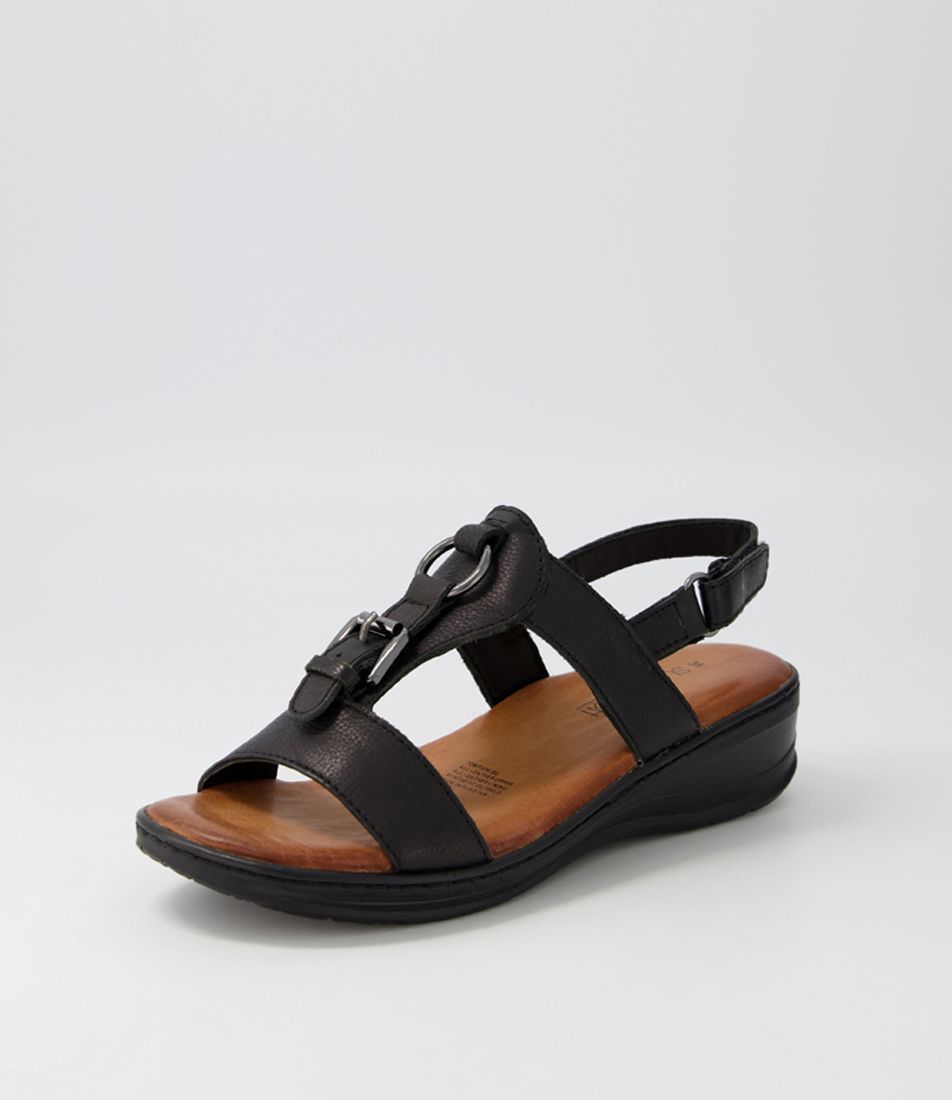 Tomtion Black Leather Sandals