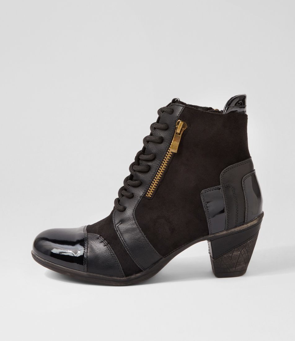 Zolika Black Mix Multi Lace Up Boots