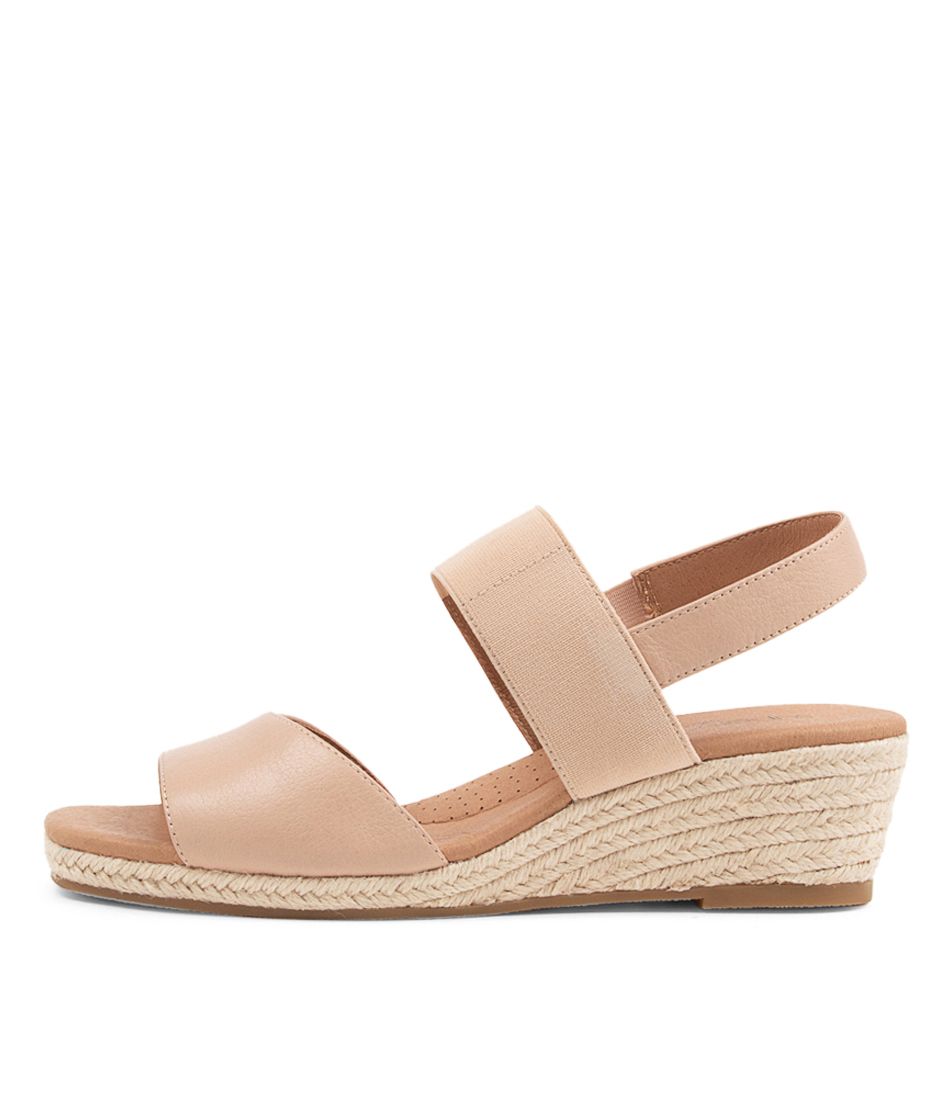 Zallena Dark Nude Leather Elastic Sandals