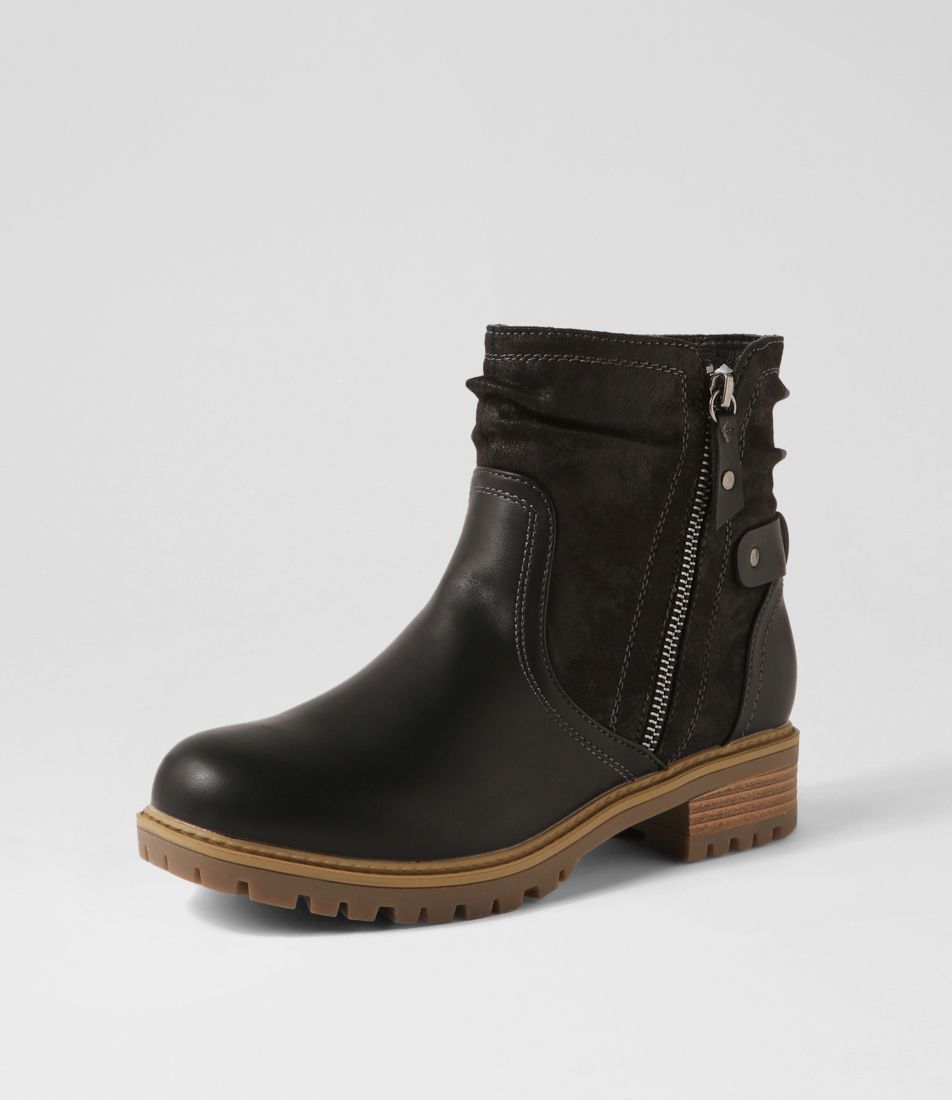 Alsoni Black Microsuede Ankle Boots