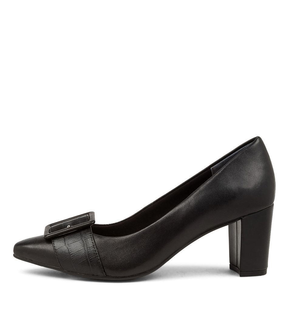 Match Black Leather Pump Heels