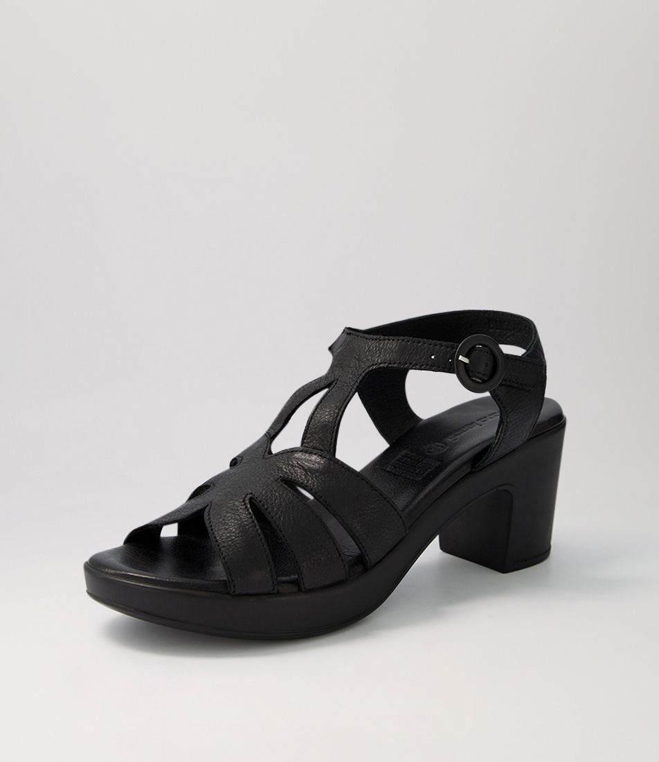 Blissa2 Black Leather Sandals