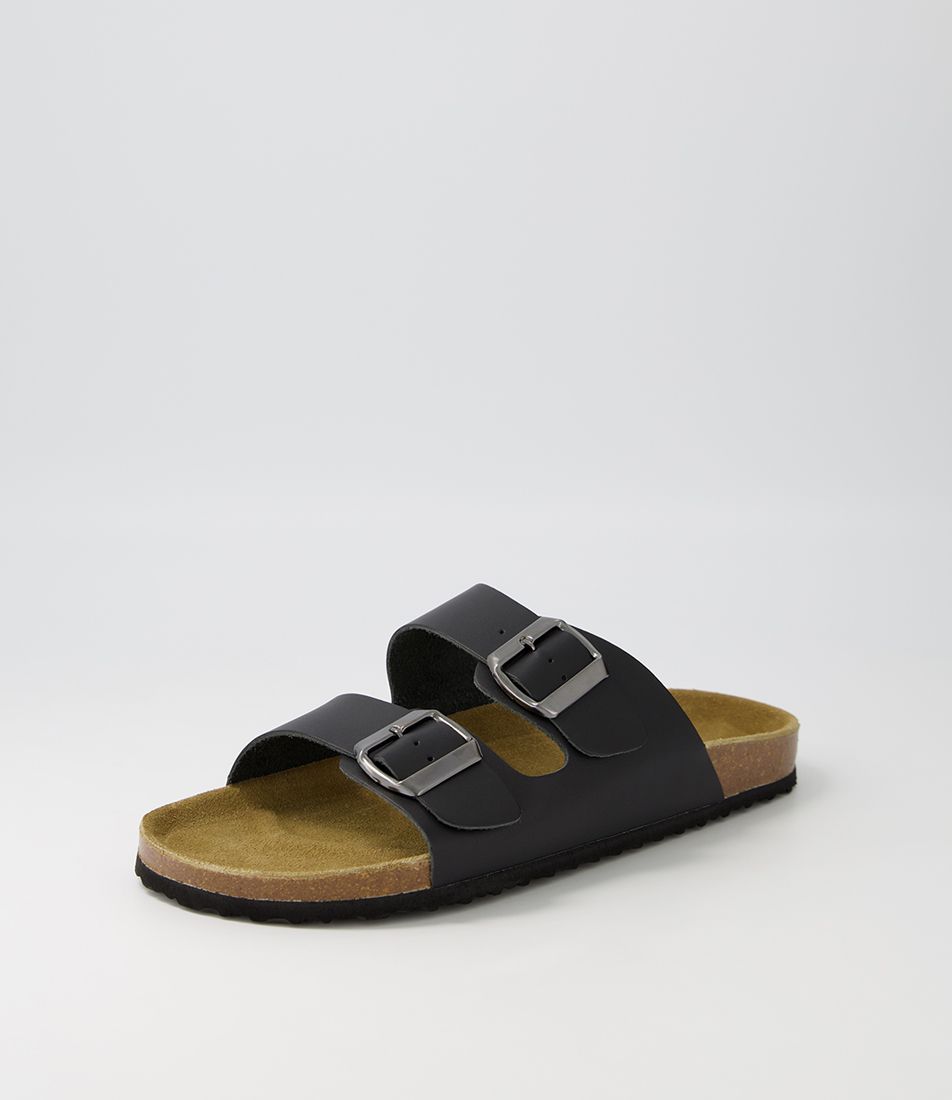 Ridley Black Leather Slides