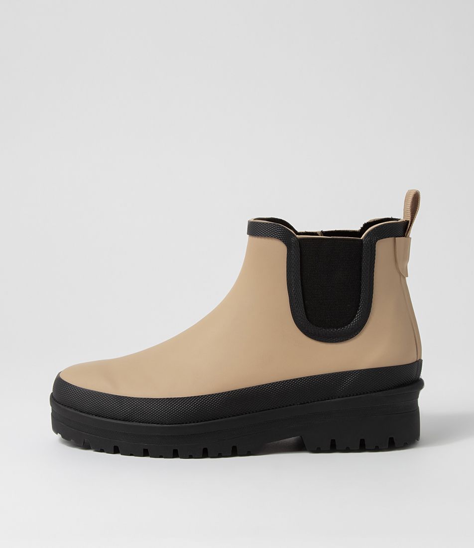 Everlane Taupe Black Gumboot Ankle Boots