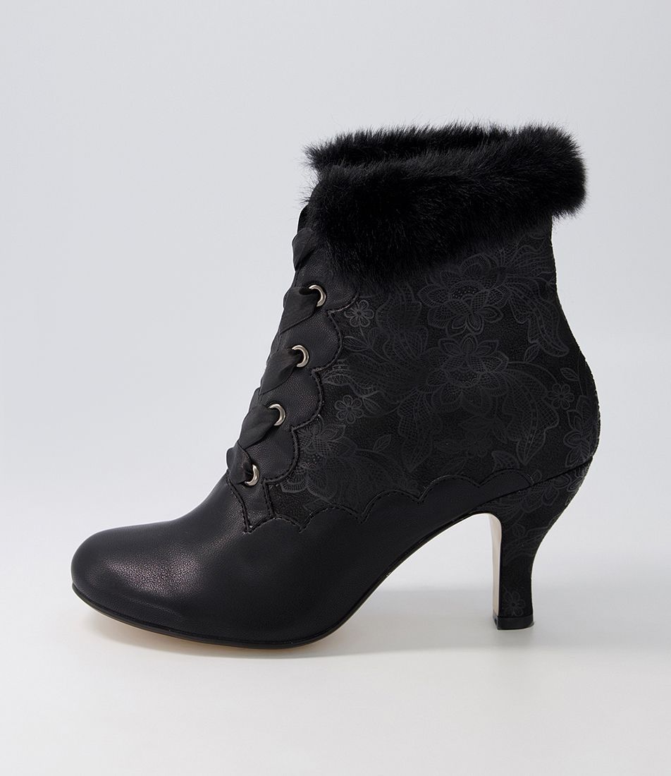 Maryee Black Mix Lace Up Boots