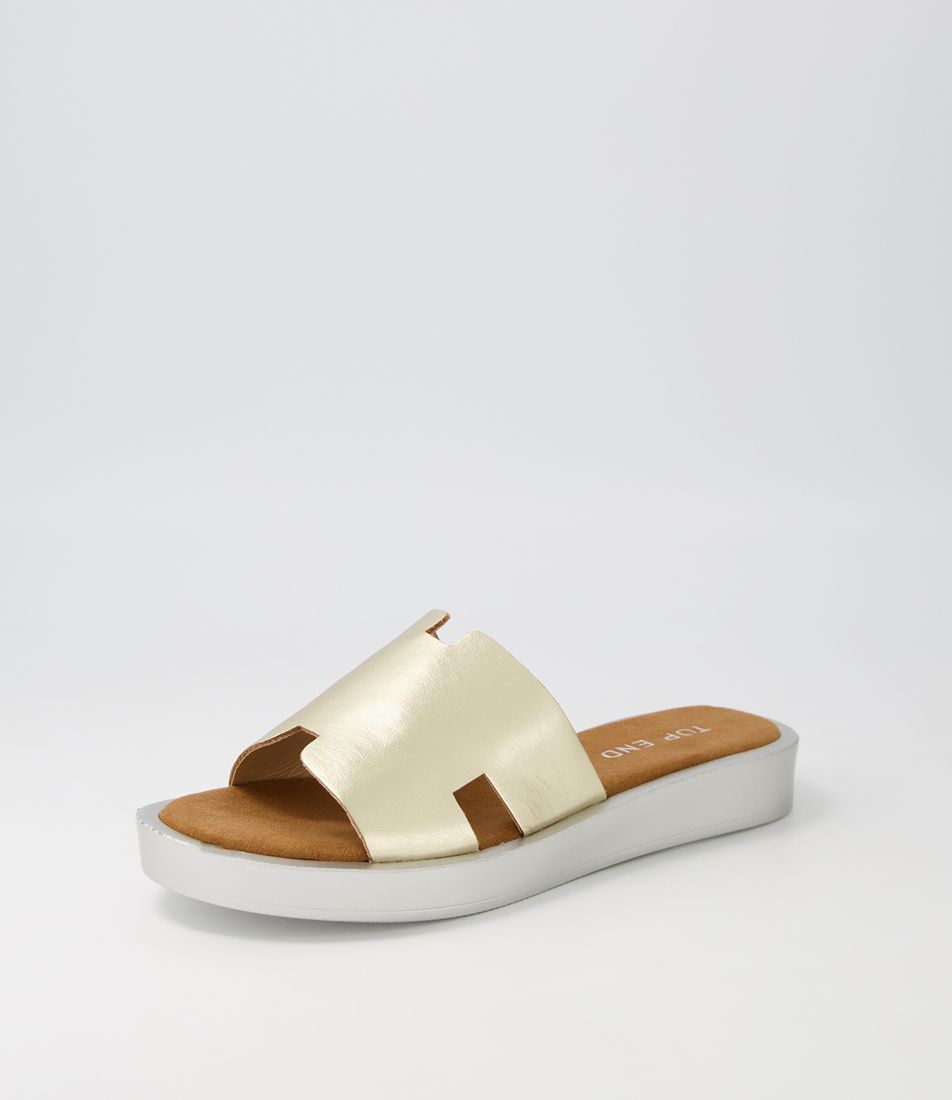 Fando Pale Gold Leather Slides