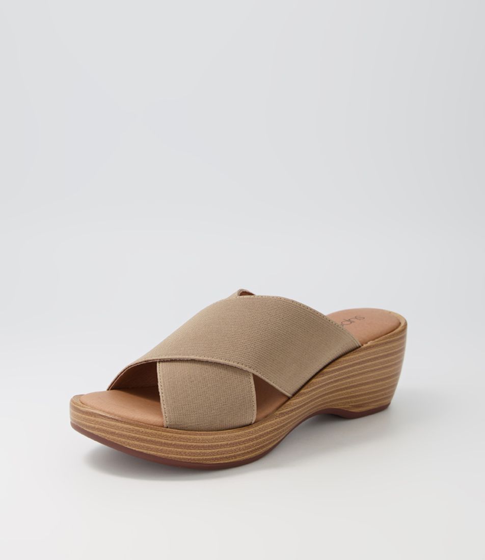 Bubsie Taupe Elastic Slides