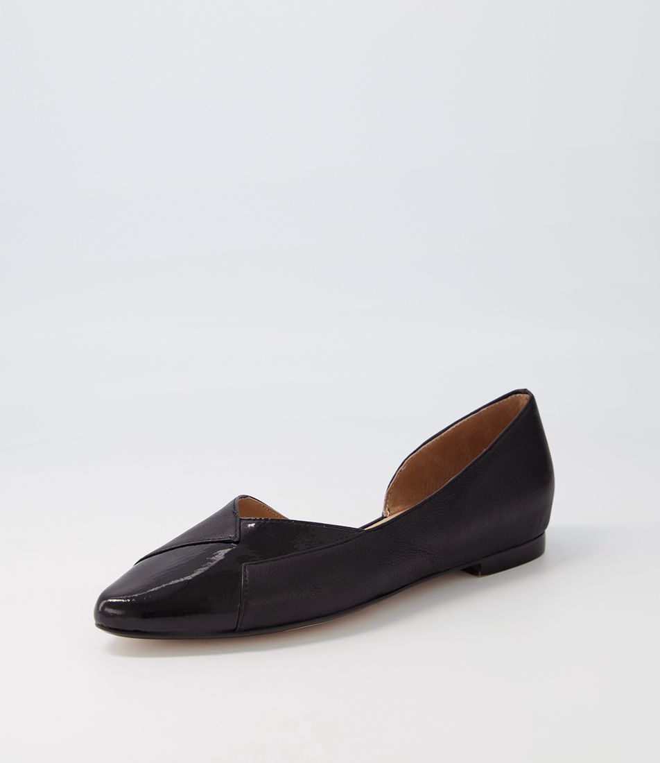 Sara Black Patent Leather Flat Shoes