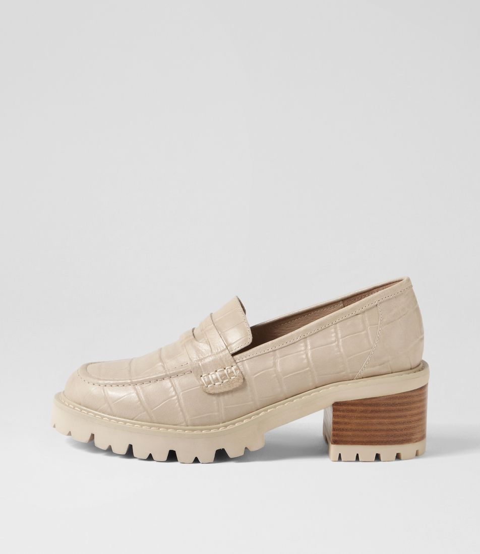 Jinnah Almond Croc Leather Heels