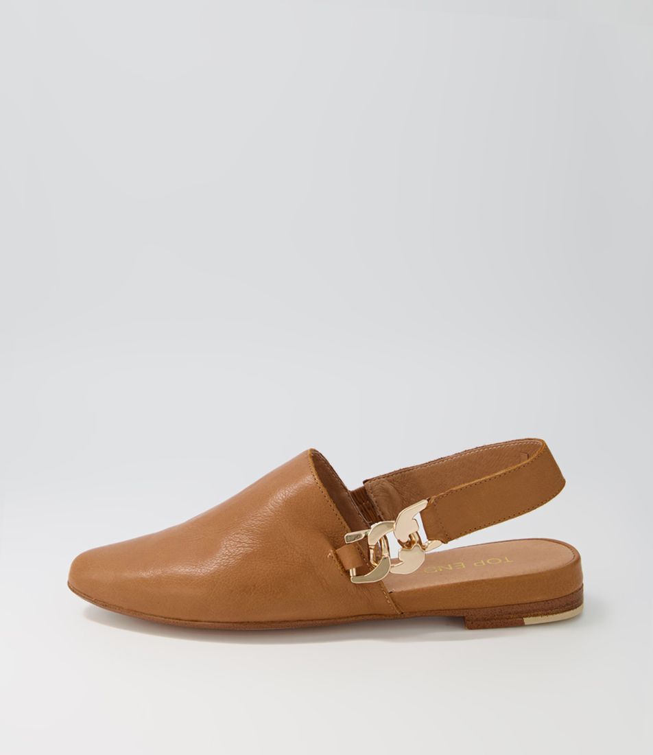 Fovo Dark Tan Leather Flat Shoes
