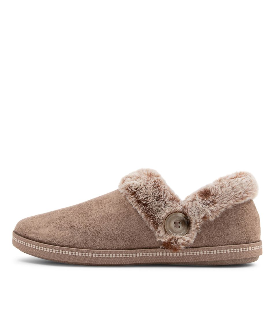 Cozy Campfire Dark Taupe Faux Fur Slippers