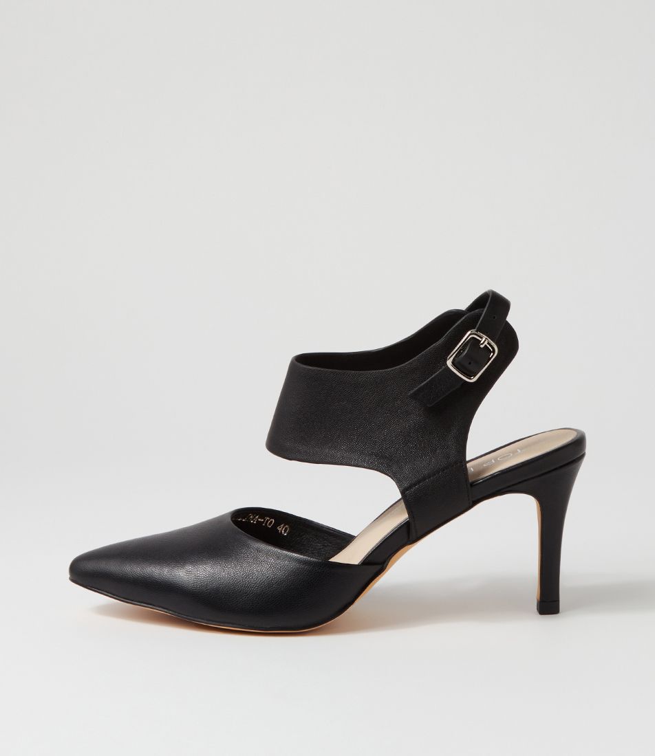 Barlina Black Leather Heels
