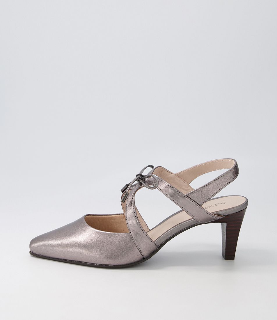 Meduza Pewter Leather Heels