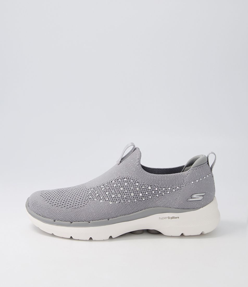 Go Walk 6 Grey Textile Sneakers
