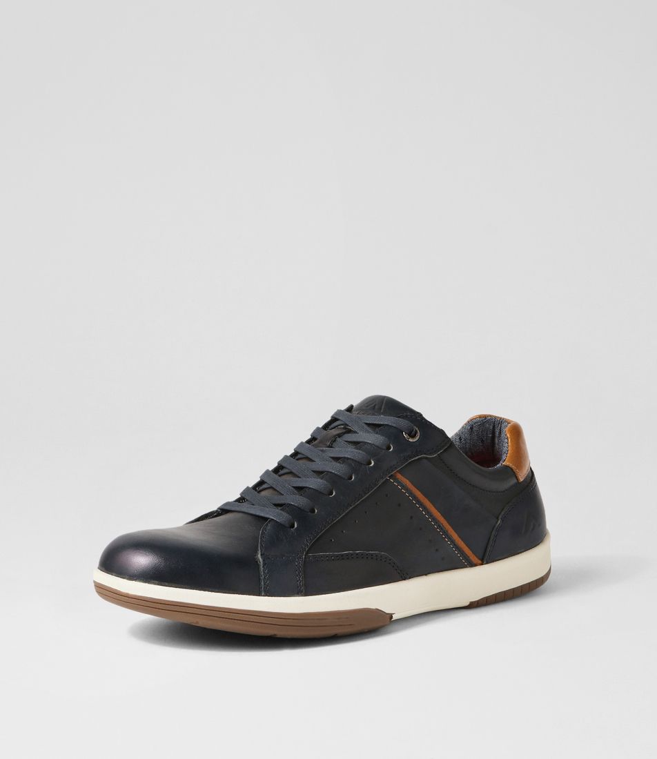 Volt Navy Pull Up Leather Sneakers