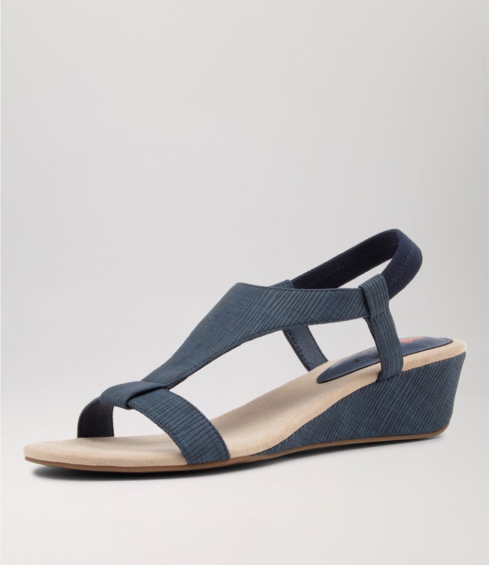 Bunro Dark Blue Grid Sandals