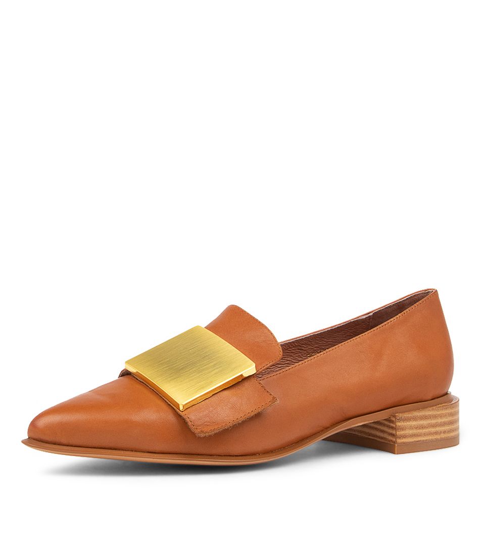 ZHANG DK TAN GOLD LEATHER LOAFERS