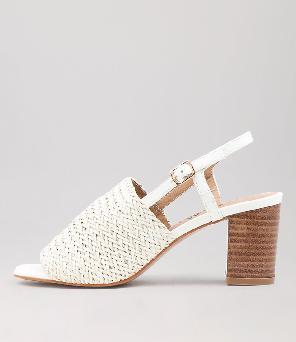 Pillie White Weave Sandals