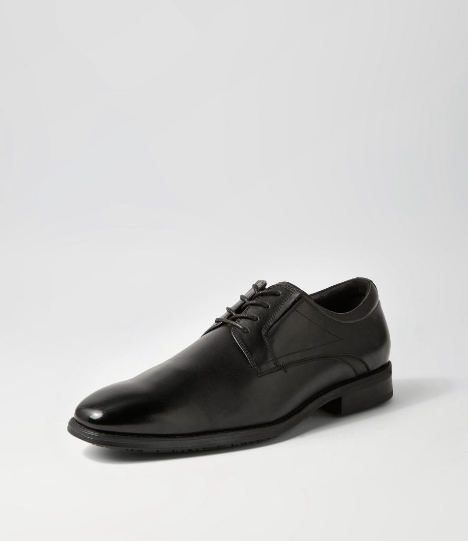 Velocity Black Leather Lace Up Flats