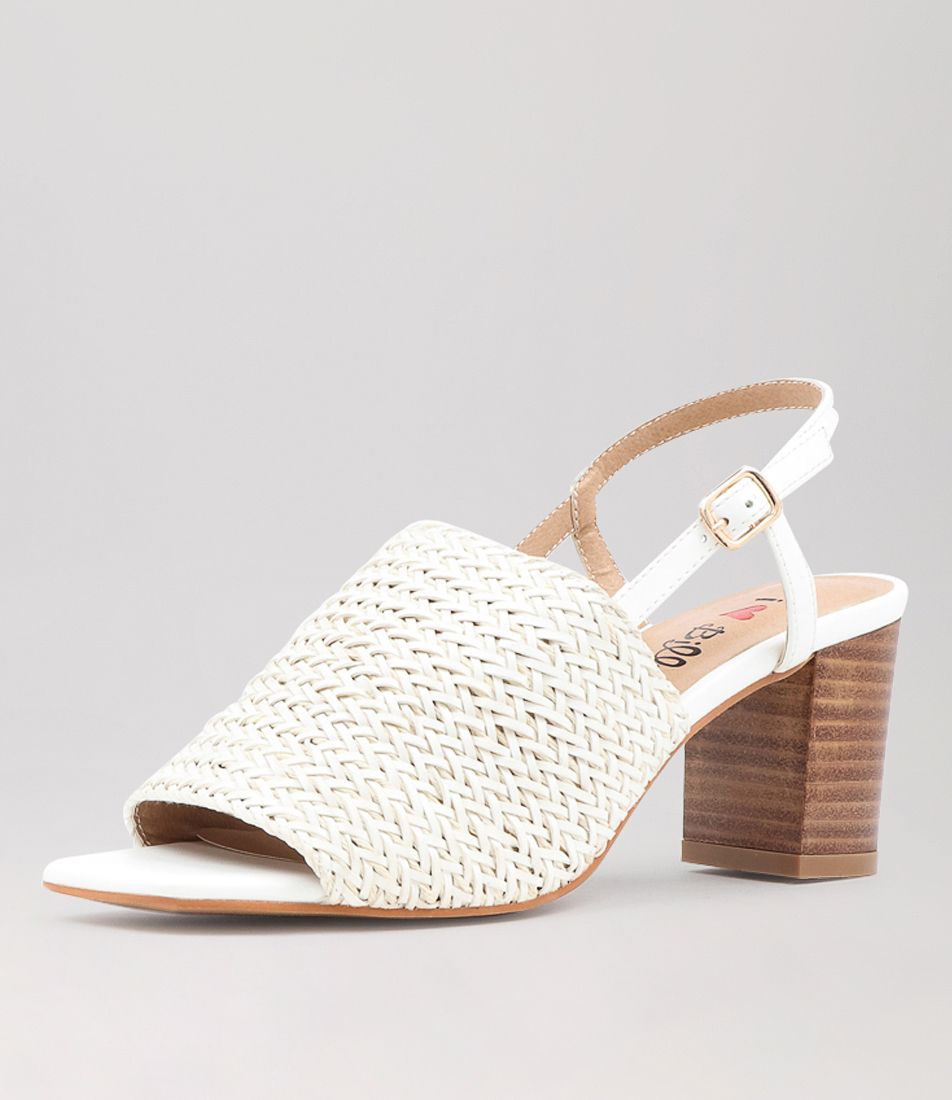 Pillie White Weave Sandals