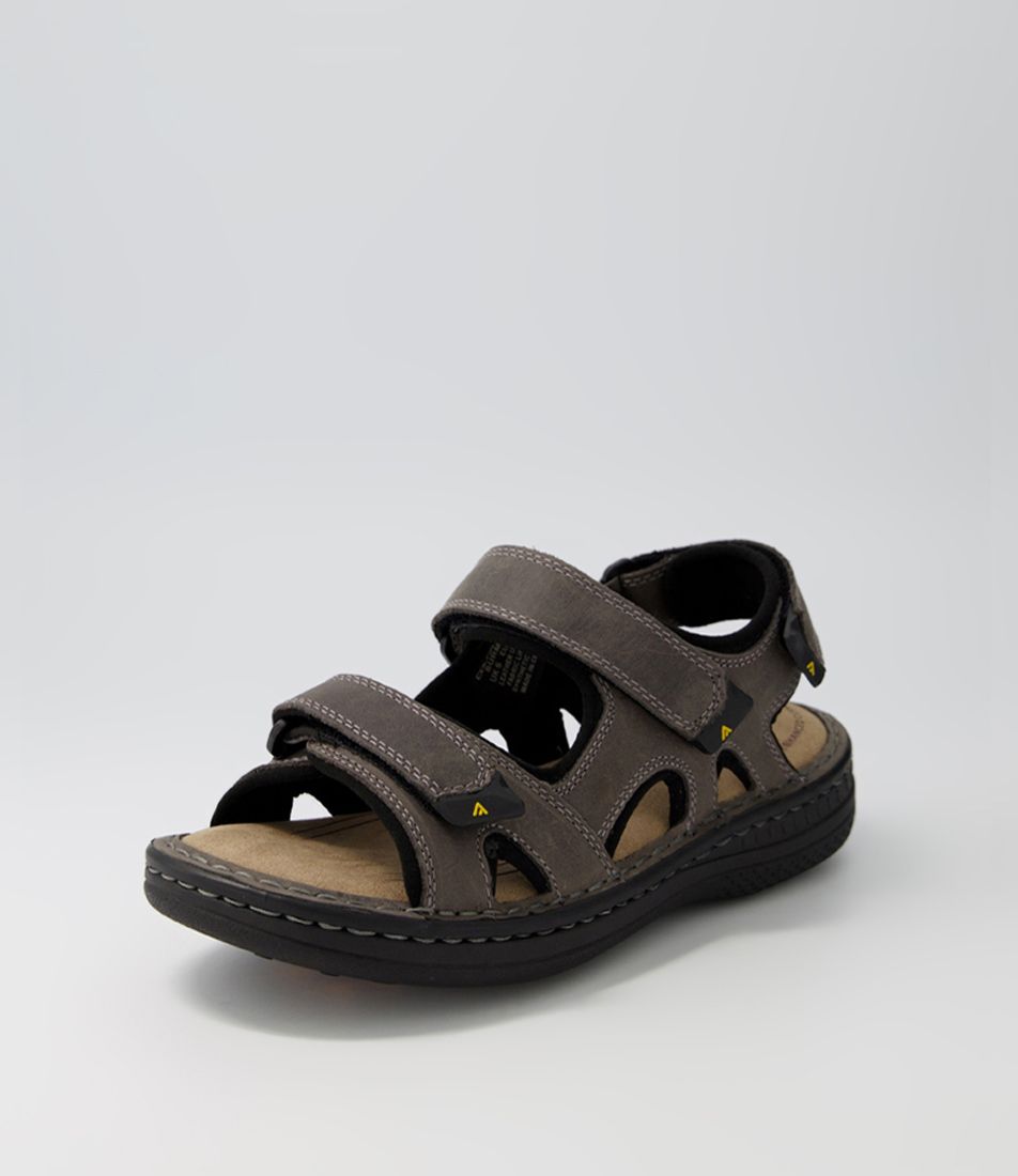 Surmon Charcoal Crazyhorse Leather Sandals