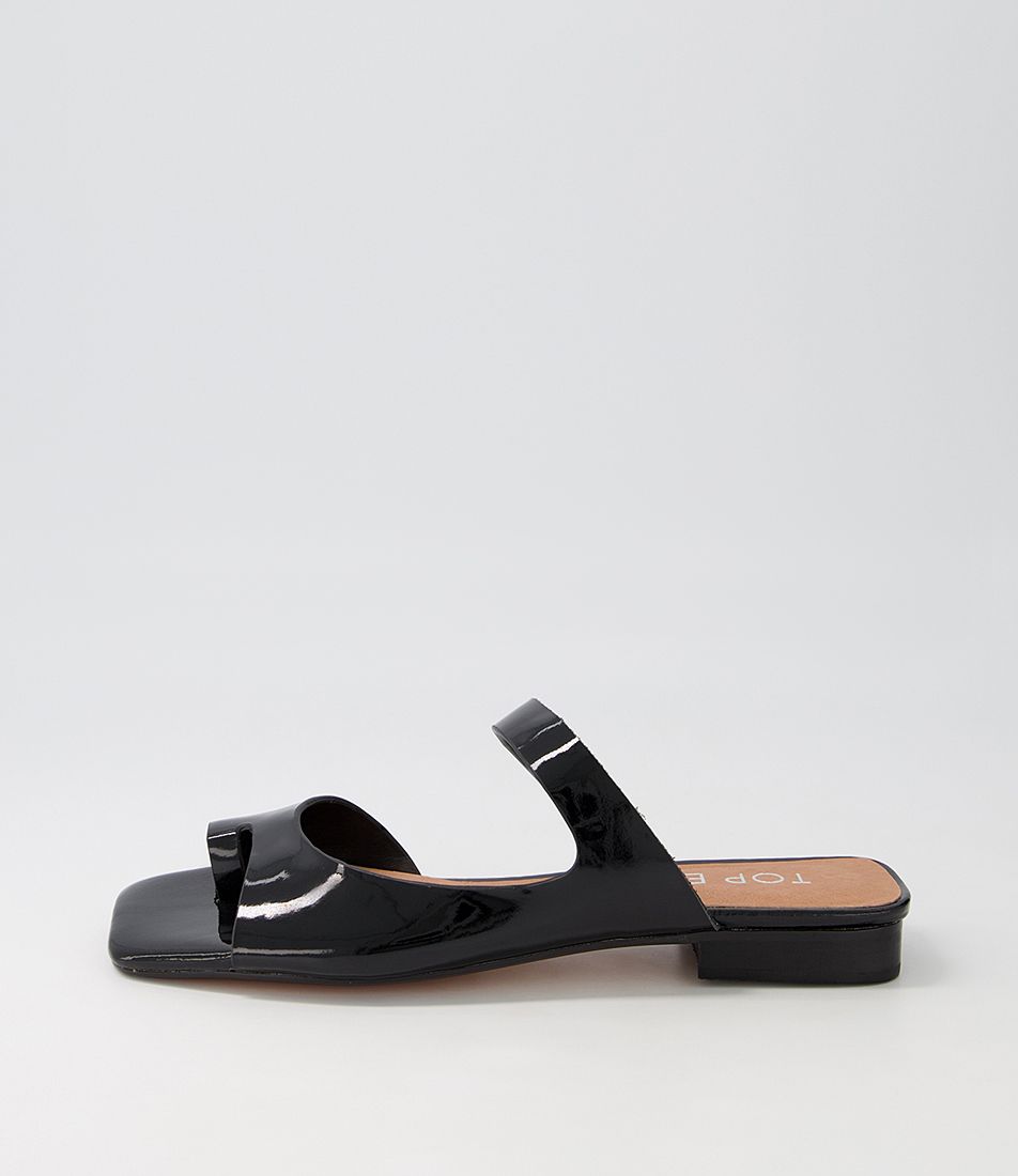Knoa Black Wrinkle Patent Slides