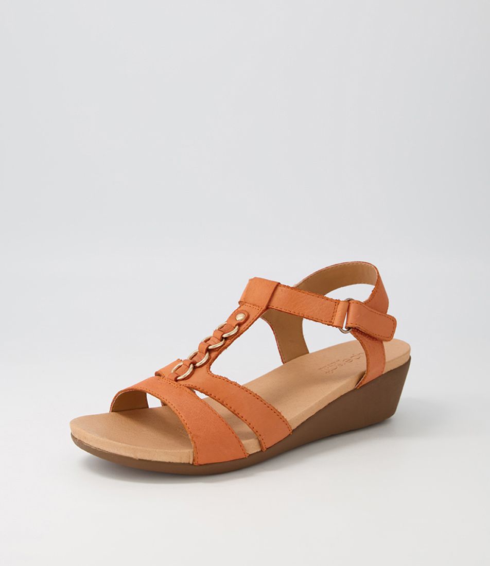 Jellie Orange Leather Sandals